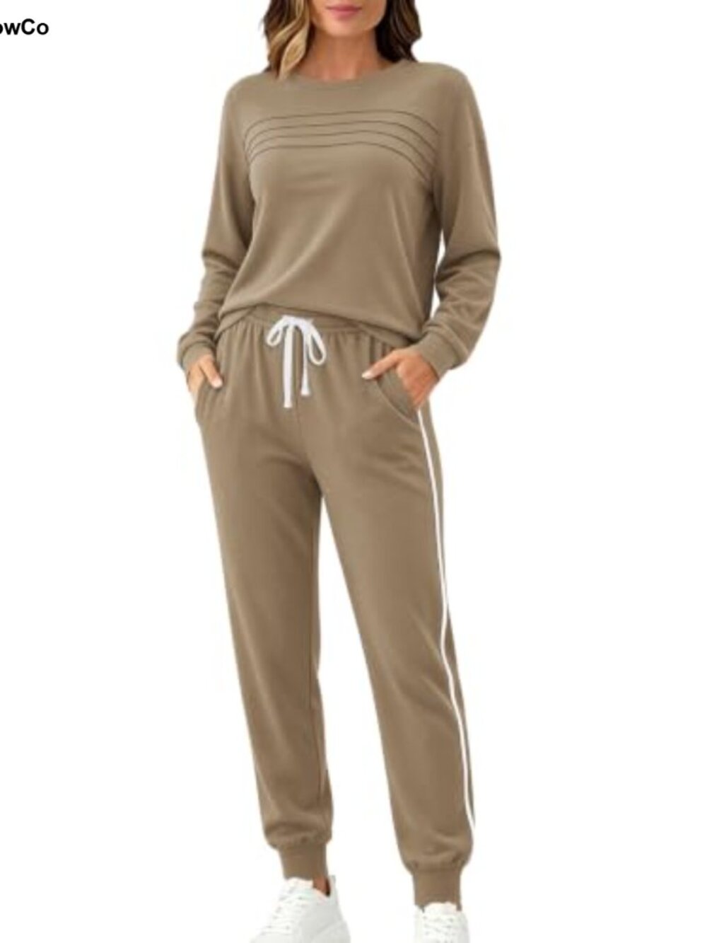Women 2 Piece Outfit Viscose Sweatshirt & Drawstring Pants Travel Set